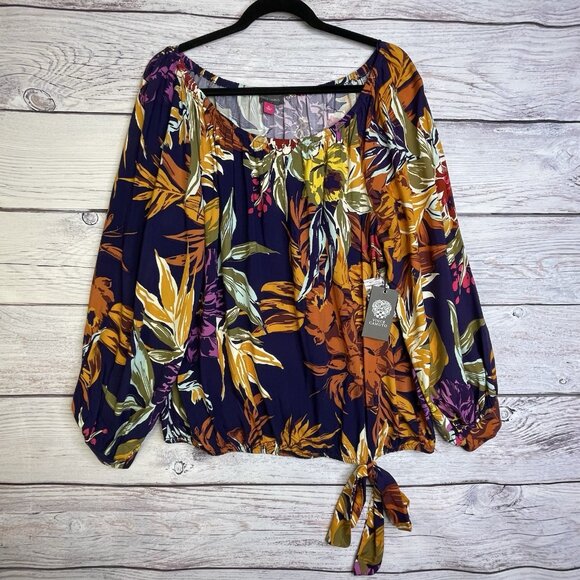 Vince Camuto Women's Top Size XL Floral Off-The-Shoulder BOHO Crocette Fall - Picture 1 of 12